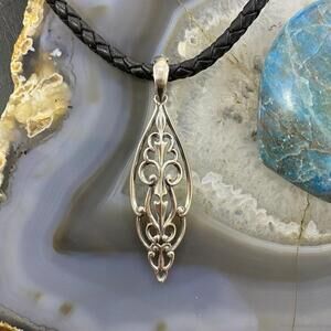 Carolyn Pollack Southwestern Style Sterling Marquise Filigree Enhancer Pendant